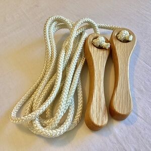 Jump Rope with Carved Handles Adjustable Length NWOT
